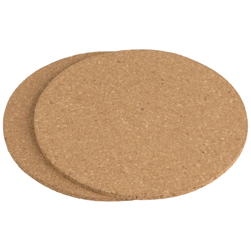 Merkloos 6x Ronde pannen onderzetters van kurk 18 cm -