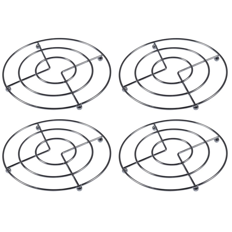 Merkloos Pannen onderzetters - 2x - chroom metaal - Dia 17 cm - op kleine voetjes -