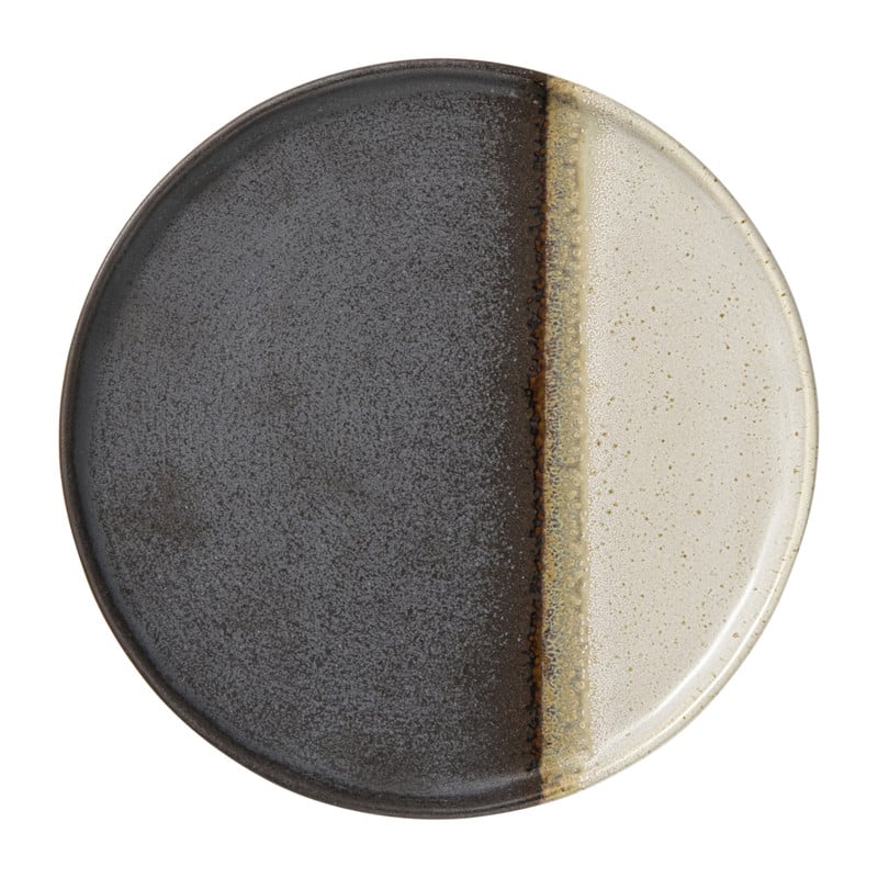 Xenos Ontbijtbord cortado - beige/zwart - ø20x1.5 cm