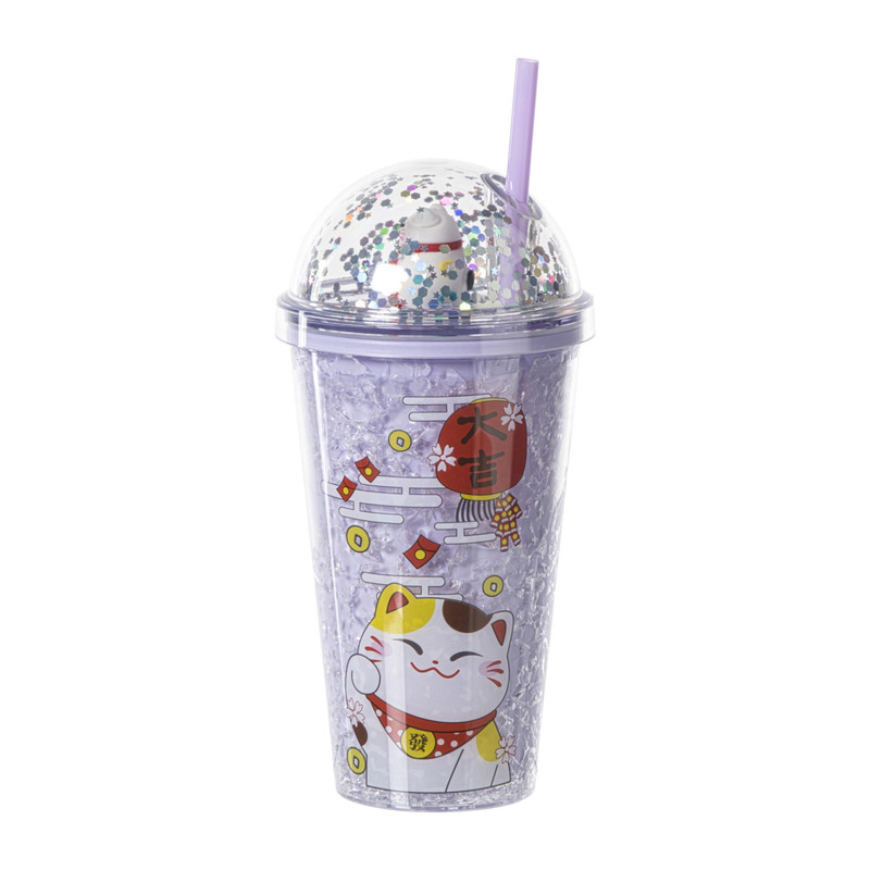 Xenos Funny beker kat - paars - 450 ml