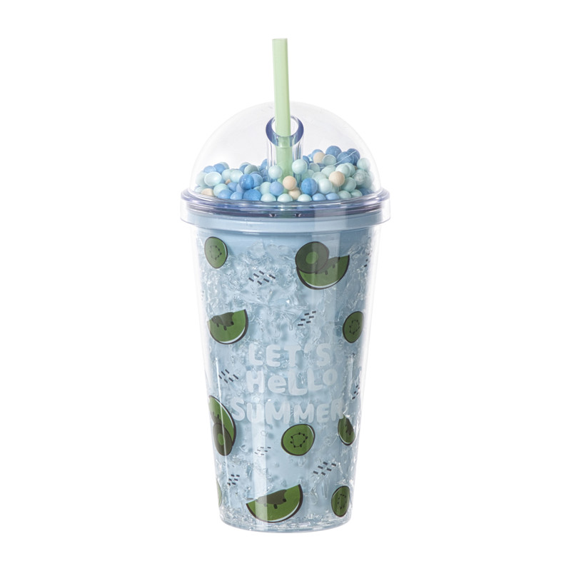 Xenos Funny beker kiwi - blauw - 450 ml