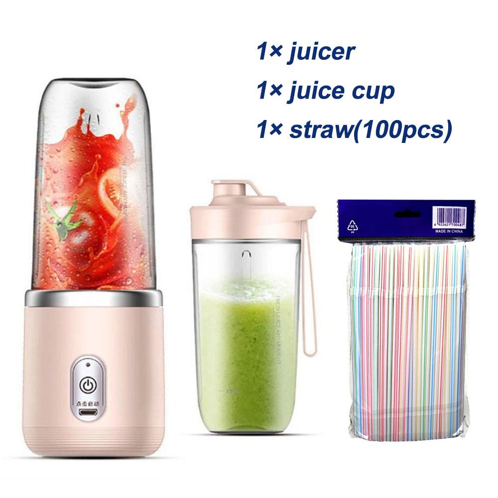 GC SupMarket 400ml draagbare elektrische sapcentrifuge 6 messen vruchtensapbeker USB oplaadbaar automatische kleine sapcentrifuge smoothie blender machine keukenmachine roze
