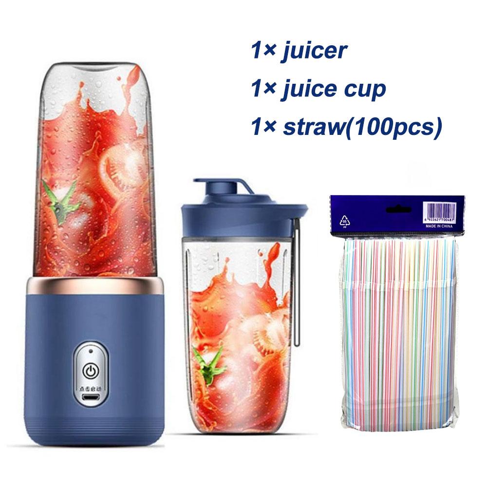 GC SupMarket 400ml draagbare elektrische sapcentrifuge 6 messen vruchtensapbeker USB oplaadbaar automatische kleine sapcentrifuge smoothie blender machine keukenmachine blauw