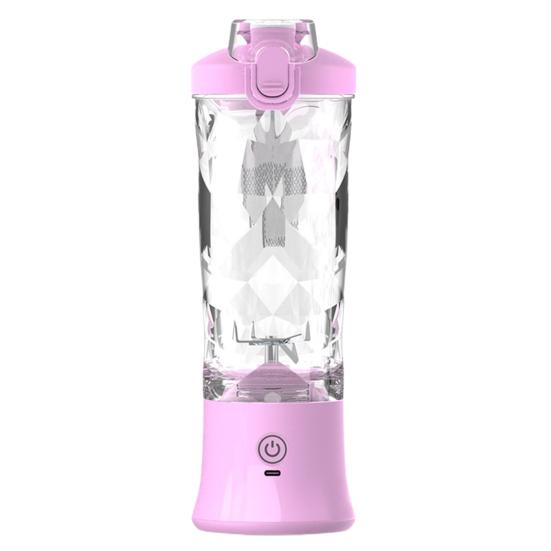 Deyishenghuo 600 ml Handige messen Fruitpers met één knop 6 Starten met sap maken lichtpaarse kleur