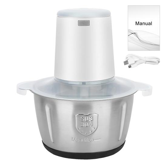 FroladaHandelsUG Duurzame elektrische vleesmolen USB oplaadbare foodprocessor van voedingskwaliteit wit