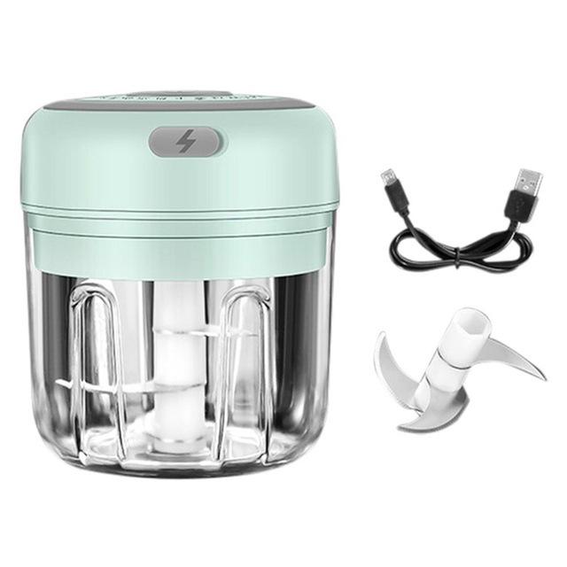 Taremid Mini USB draadloze elektrische knoflookstamper, persmolen, groente-chili vleesmolen, voedselhakker keukengereedschap - 100/250 ml 250ml groen