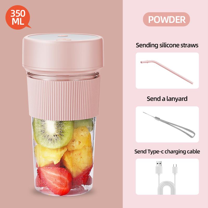 Darling Women Boutique A Draagbare Juicer Blender met Stro USB Oplaadbare Mini Juicer Cup Draadloze Elektrische Sap Machine voor Shakes Fruit Groente roze