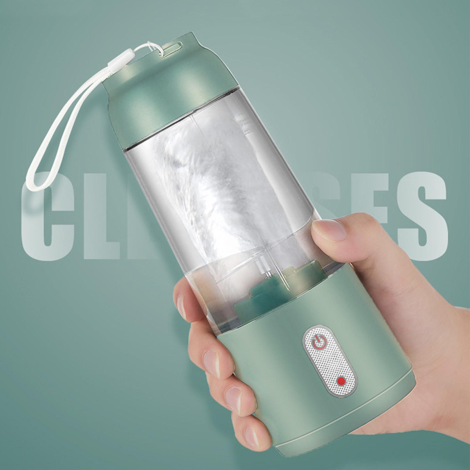 Darling Women Boutique A Draagbare sapcentrifuge USB oplaadbaar, persoonlijke maat sapcentrifuge voor shakes en smoothies, vier messen, krachtige snijcapaciteit, mini-sapbeker voor sport groen