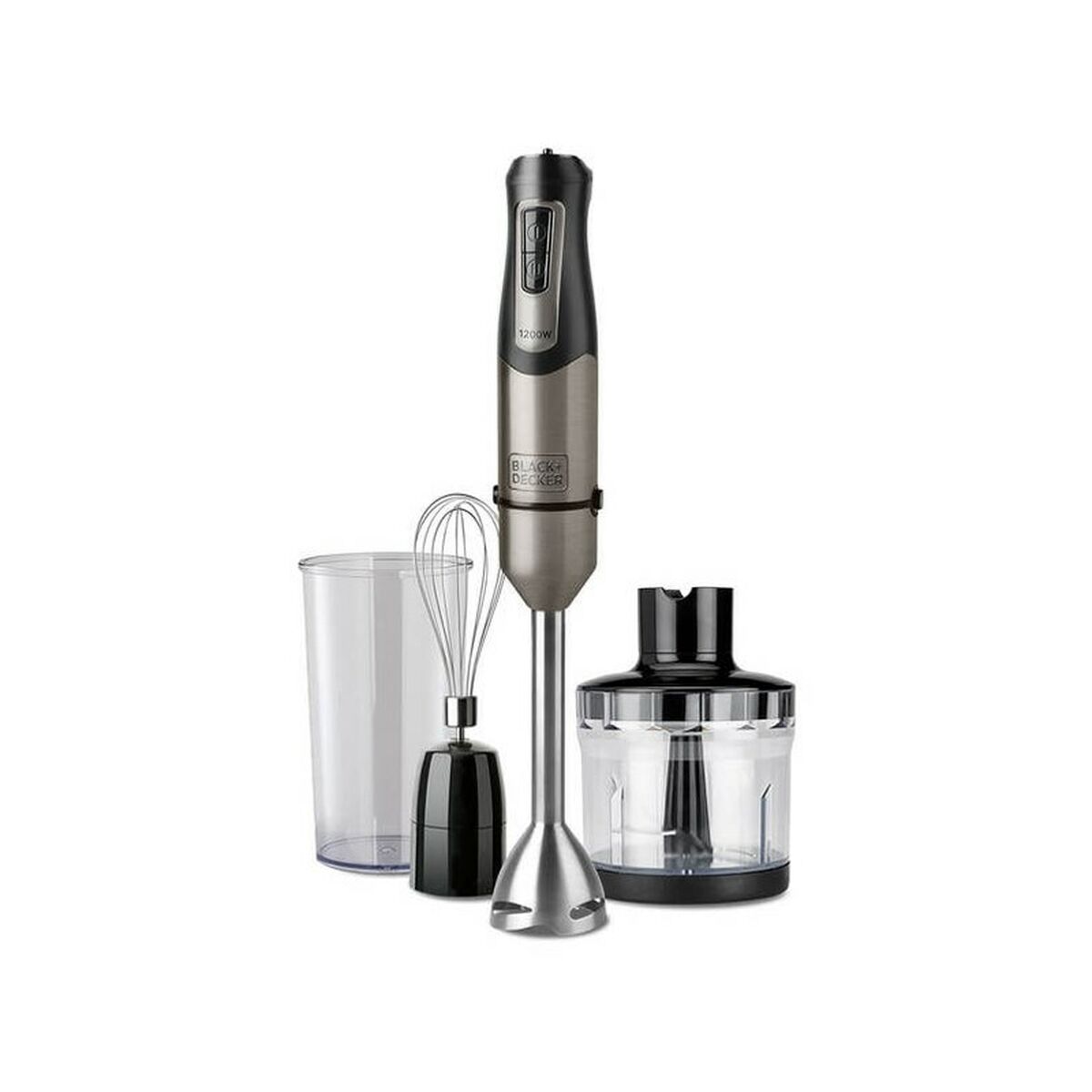 HomeTech Multifunction Hand Blender with Accessories Black & Decker ES9160140B Black Grey Silver 1200 W
