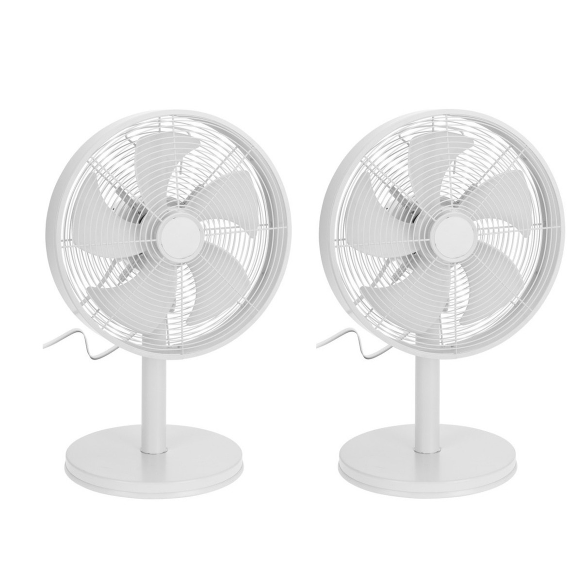 Merkloos 2x stuks witte luxe tafel ventilatoren 55 cm -
