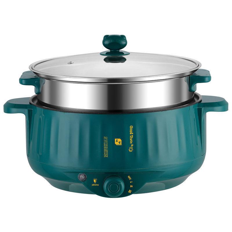 Taremid Multifunctionele huishoudelijke elektrische koekenpan, elektrische pot, kookgerei, mini-elektrische koekenpan, kleine elektrische pot With steamer marineblauwe kleur