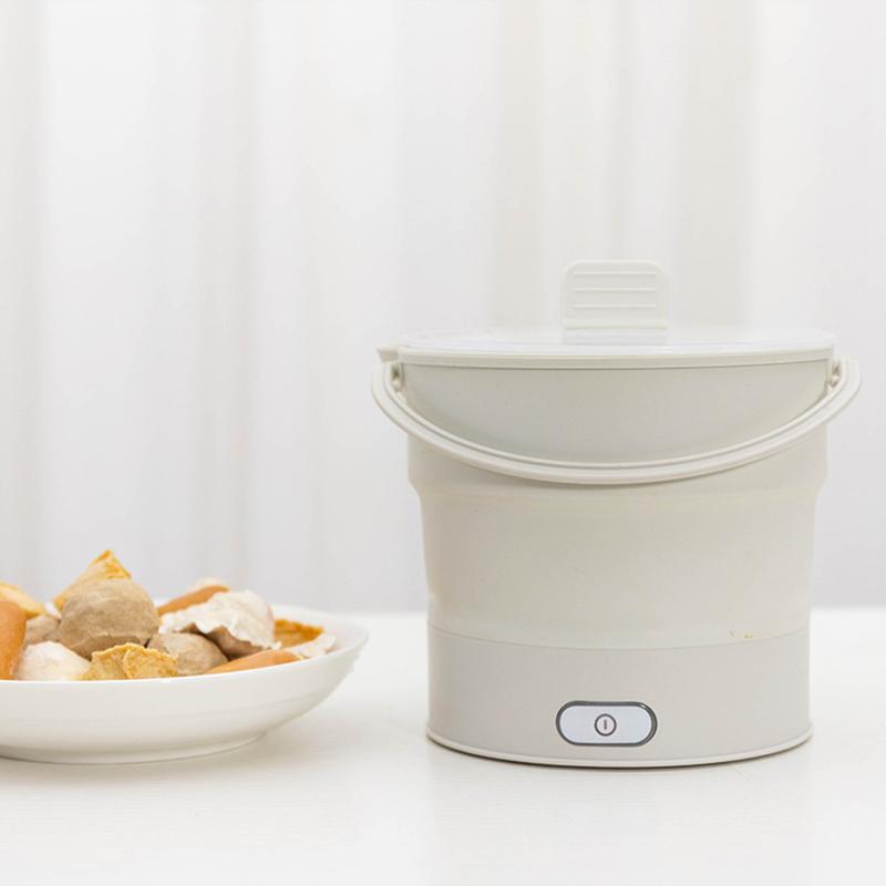 Super Star Mall 110 V/220 V Opvouwbare Elektrische Kookplaat Mini Multifunctionele Hot Pot Voedsel Stoomboot Kookmachine voor Slaapzaal Noodle Fornuis voor Trave EU wit