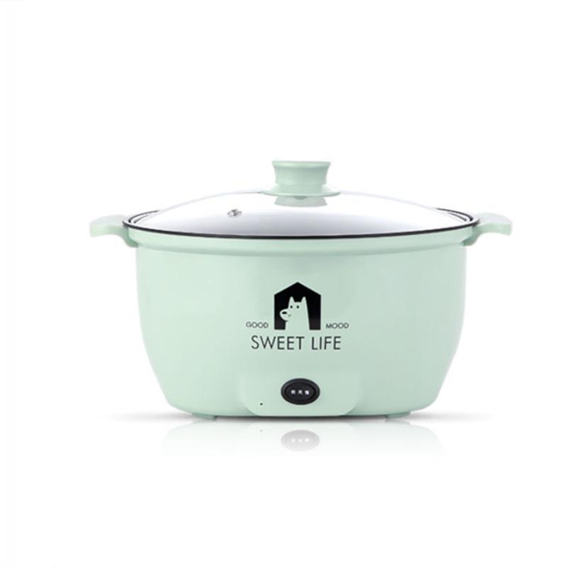 Houspace Elektrische koekenpan Anti-aanbak Multifunctionele elektrische verwarmingspan Studenten mini elektrische pan Huishoudelijke pan met geïntegreerde elektrische kookplaat 22cm groen
