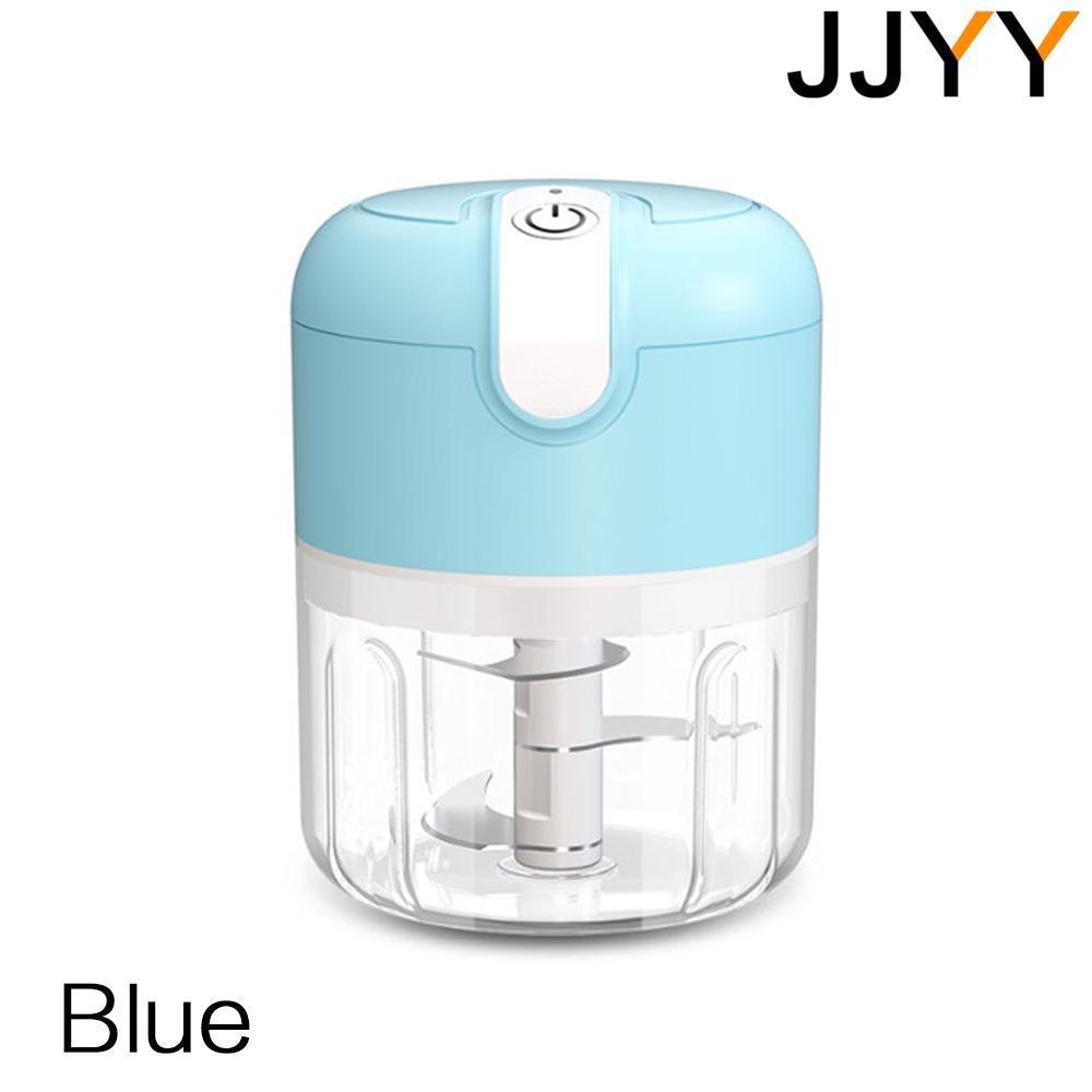 Factory Discount Outlet Draagbare mini-voedselhakmolen met 3 lagen, 250 ml USB oplaadbare slimme elektrische stamperpers voor het hakken van knoflook, gehakt, ui, kruiden enz. 250ml-11.5x9.5x9.5cm blauw