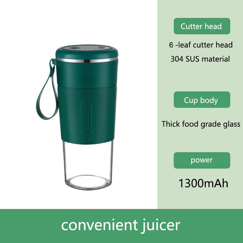 Darling Women Boutique A Draagbare USB oplaadbare sapcentrifuge Smart Start Blender met één knop 300 ml Mini groente- en fruitsapcentrifuge groen