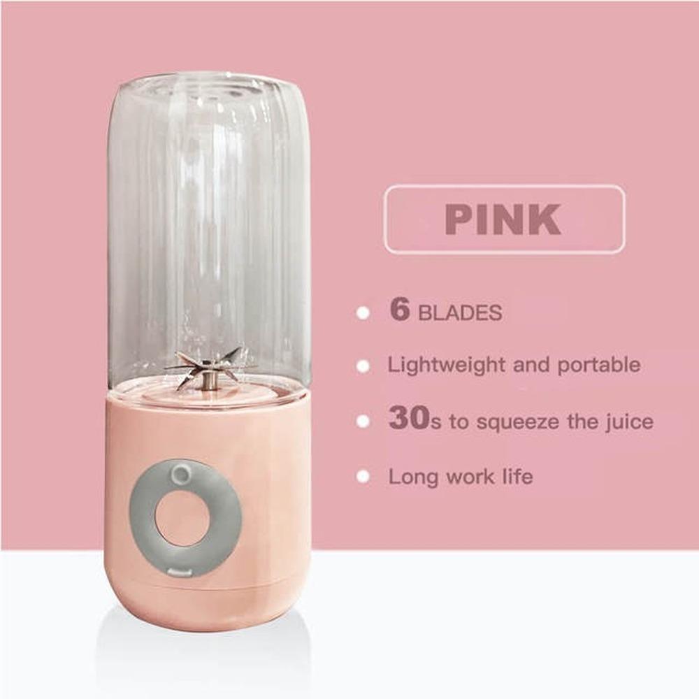 Darling Women Boutique A 500ML Elektrische Juicer met zes messen Smoothie Blender Cup Mini Draagbare USB Blenders Draadloze pers Juicers Opladen Hand Held Juicer roze