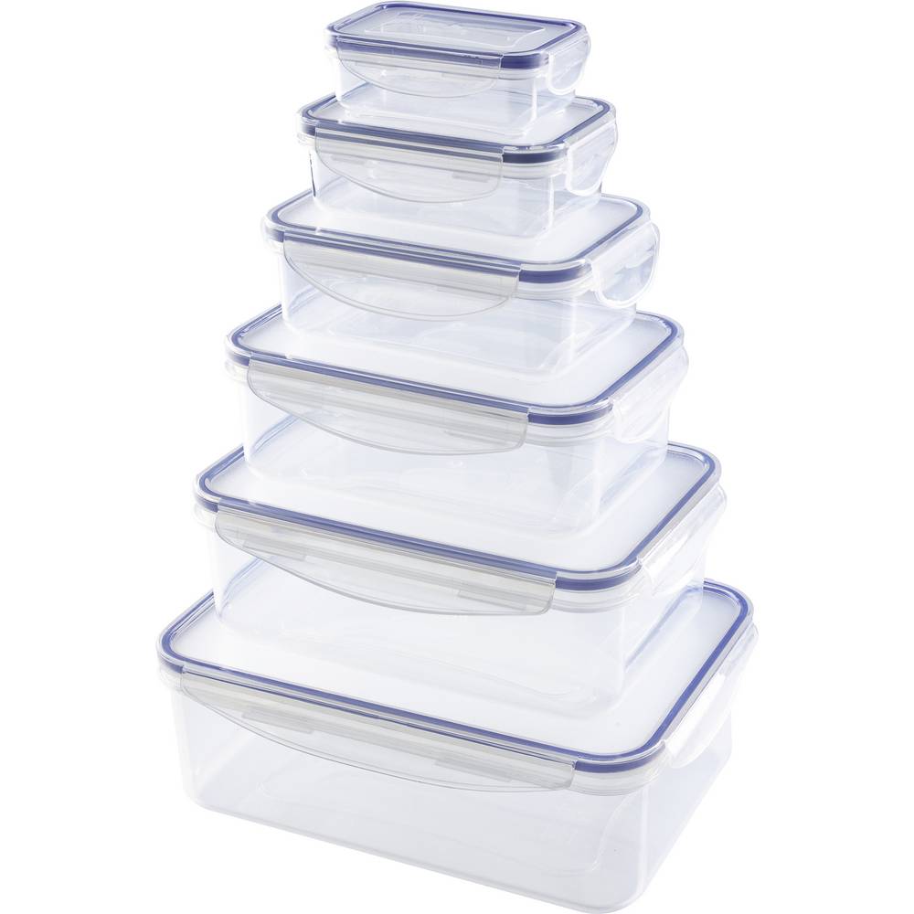 GourmetMaxx Voorraadbox Set van 6 stuks PP, Silicone Transparant, Blauw 14943