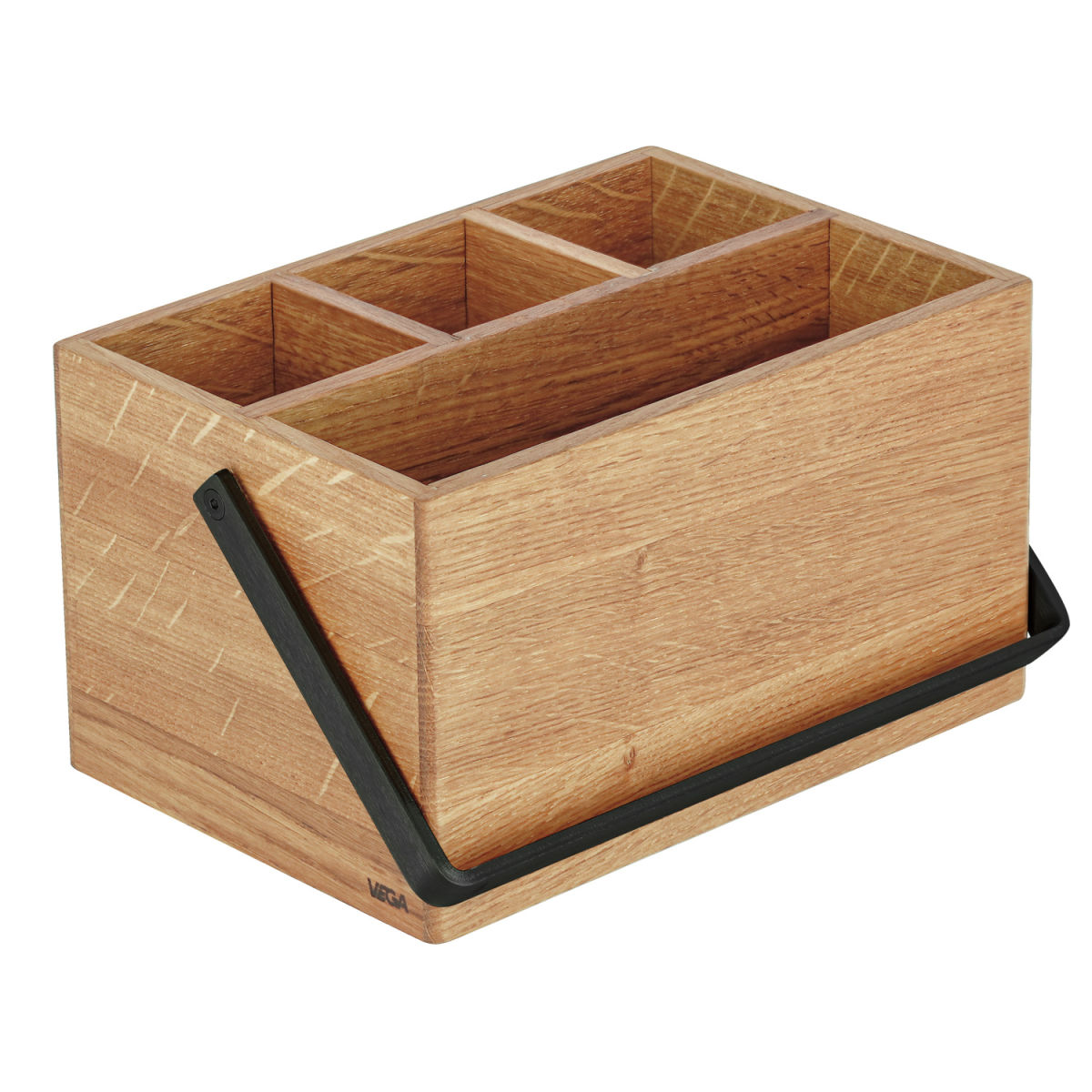 Vega Bestekbak Esino met stalen handvat met poedercoating; 21.2x14.4x12 cm (LxBxH); eiken/zwart
