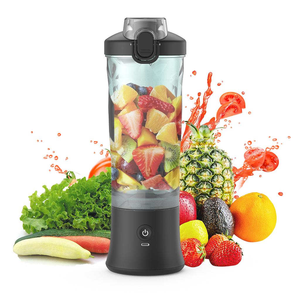 Tooarts Draagbare persoonlijke blender voor shakes en smoothies 600 ml fruitpers met 6 messen 150 W vermogen 2 zwart