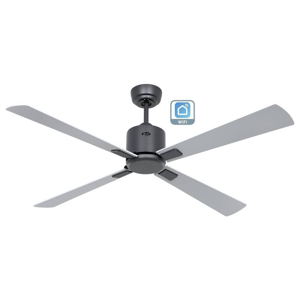 CasaFan ECO NEO III 132 BG-WE/LG WiFi Flügel Weiß/Lichtgrau Plafondventilator Basaltgrijs Met afstandsbediening, Timer, Met wintermodus, Bediening via App