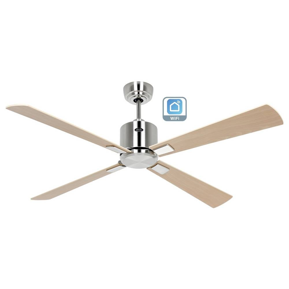 CasaFan ECO NEO III 132 BN-AH/BU WiFi Flügel Ahorn/Buche Plafondventilator Chroom (geborsteld) Met afstandsbediening, Timer, Met wintermodus, Bediening via App