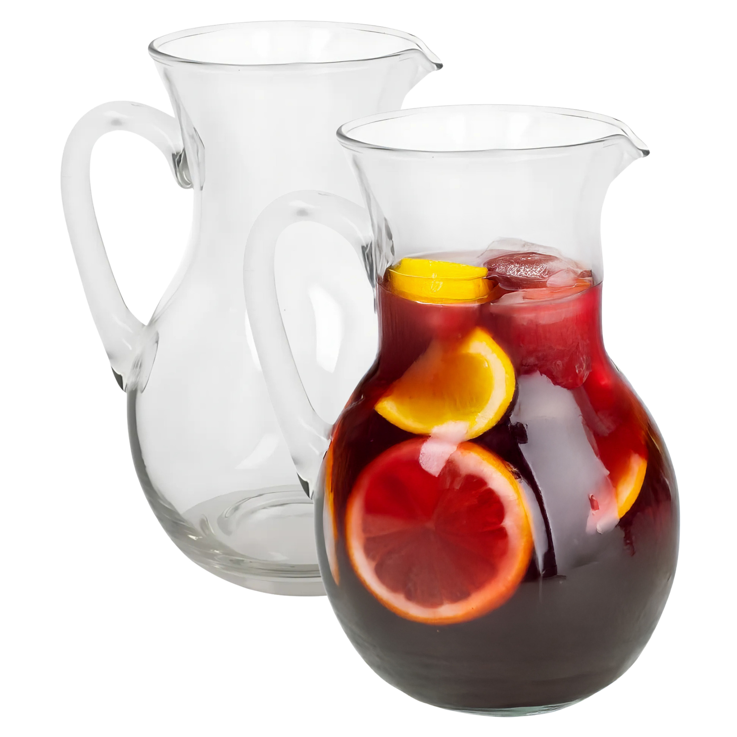 Gerimport waterkan Rabat - 2x - transparant - glas - 1,5L - limonadekan - schenkkan -