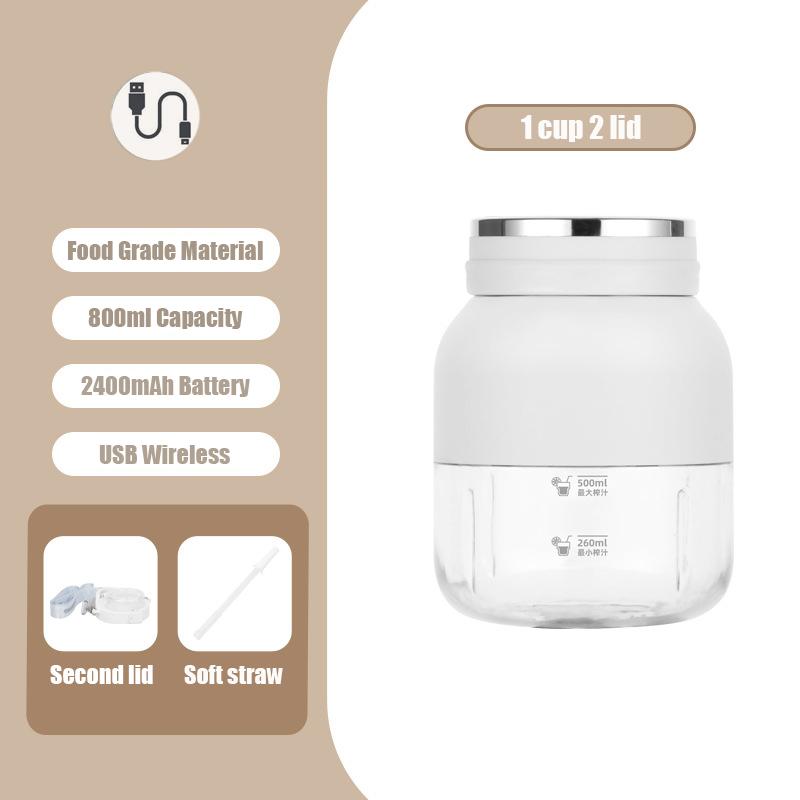 Darling Women Boutique A Mini draagbare mixer USB-opladen Plastic Auto Mini draagbare blender Persoonlijke sapmixerbeker wit