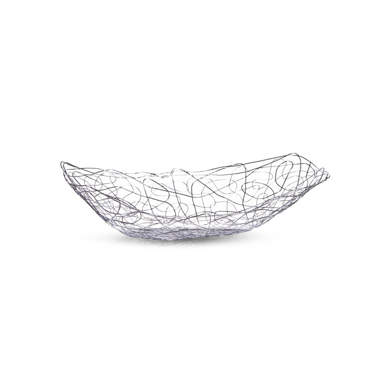 Zeller Fruitschaal - zilver - metaal - 33 x 19 cm - rechthoekig - fruitmanden -