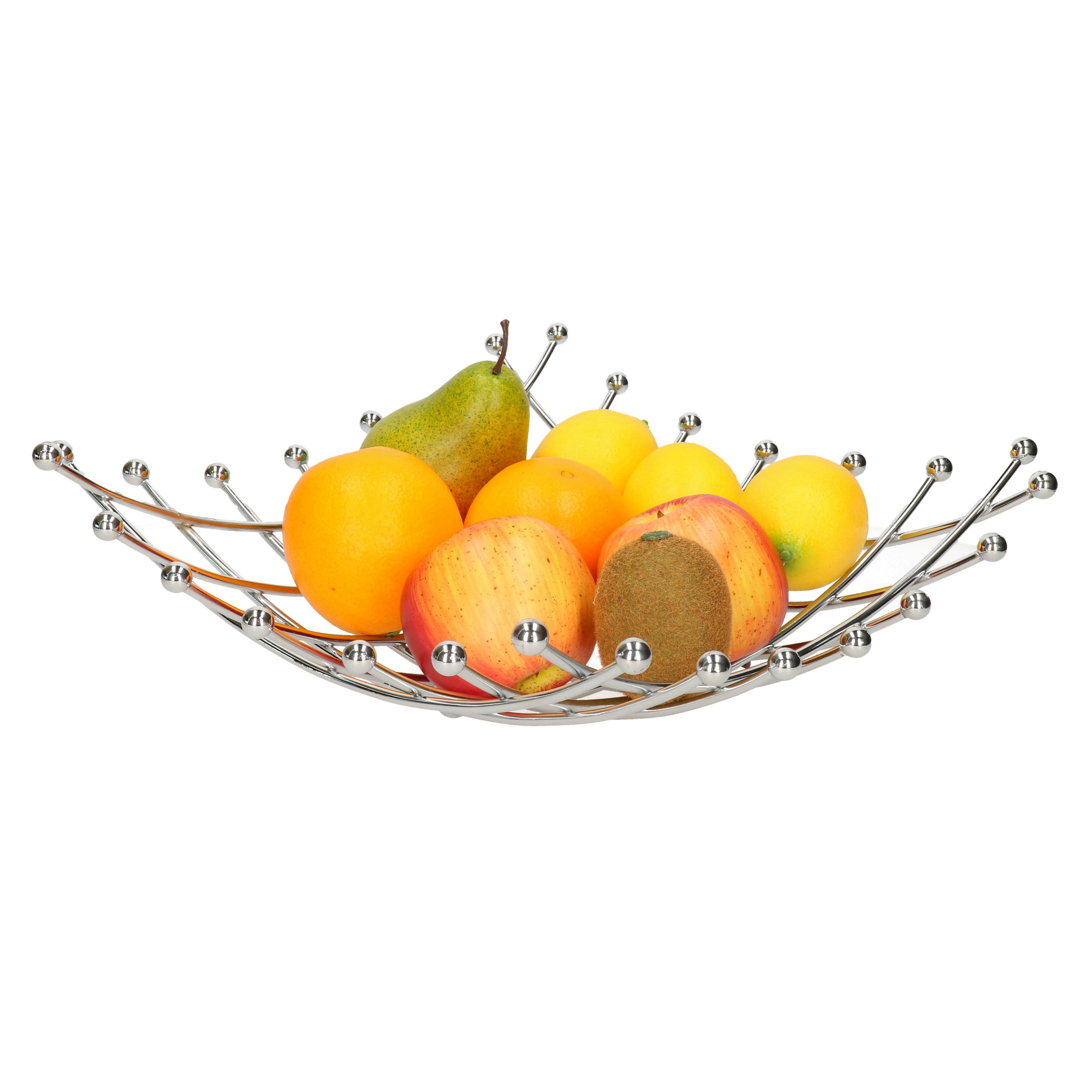 Merkloos Fruitmand/fruitschaal chroom vierkant 32 x 32 cm -