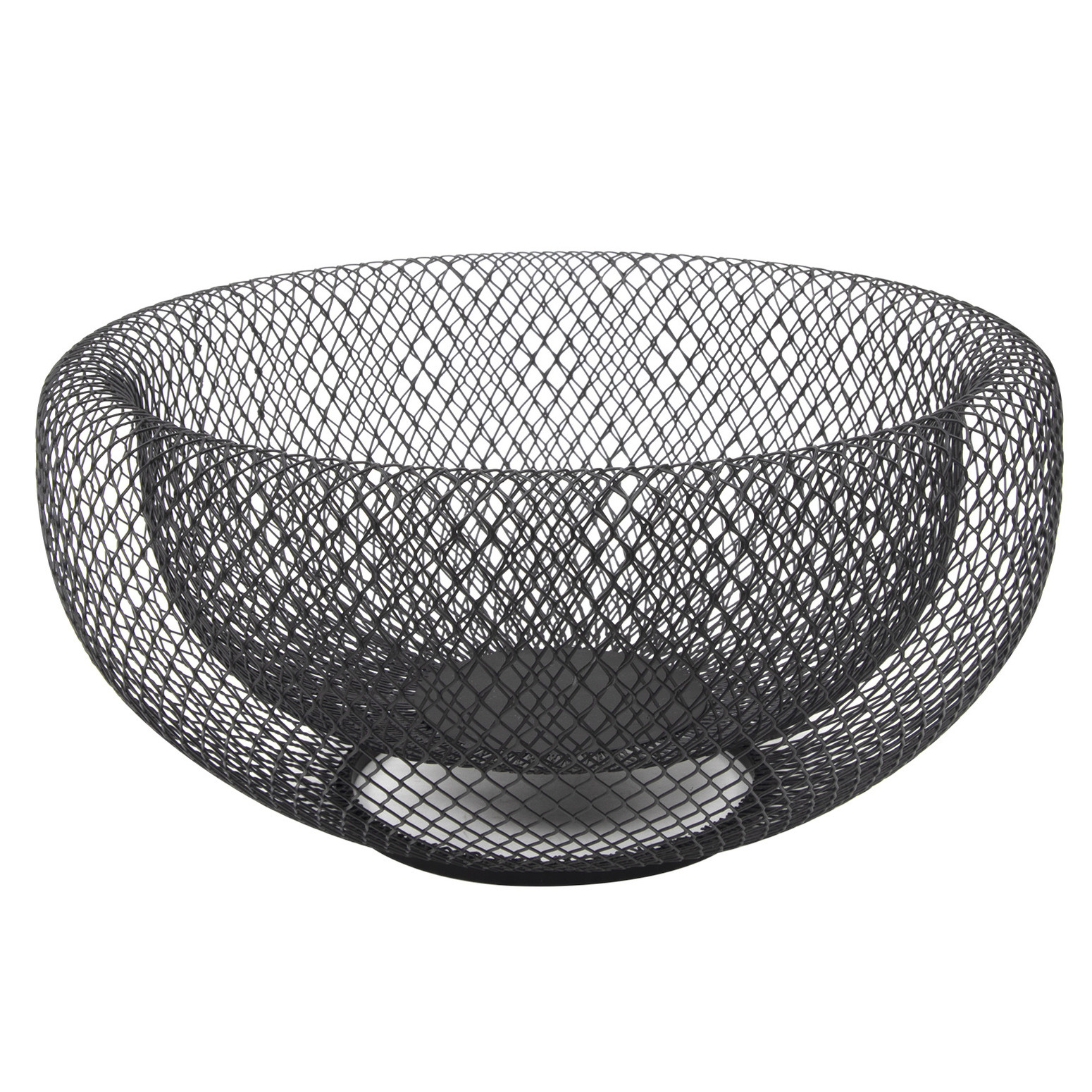 Easyline fruitschaal - zwart - metaal - 26 x 13 cm - rond - fruitmand -