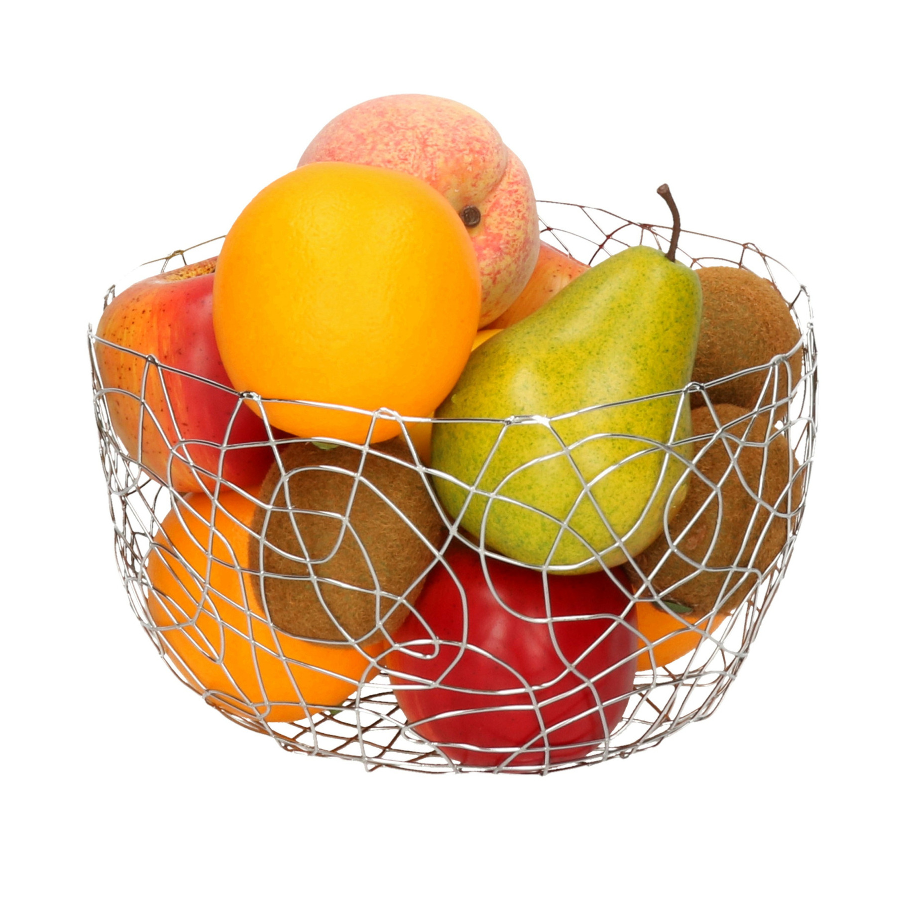 Merkloos Fruitschaal/fruitmand rond zilver metaal 22 cm -