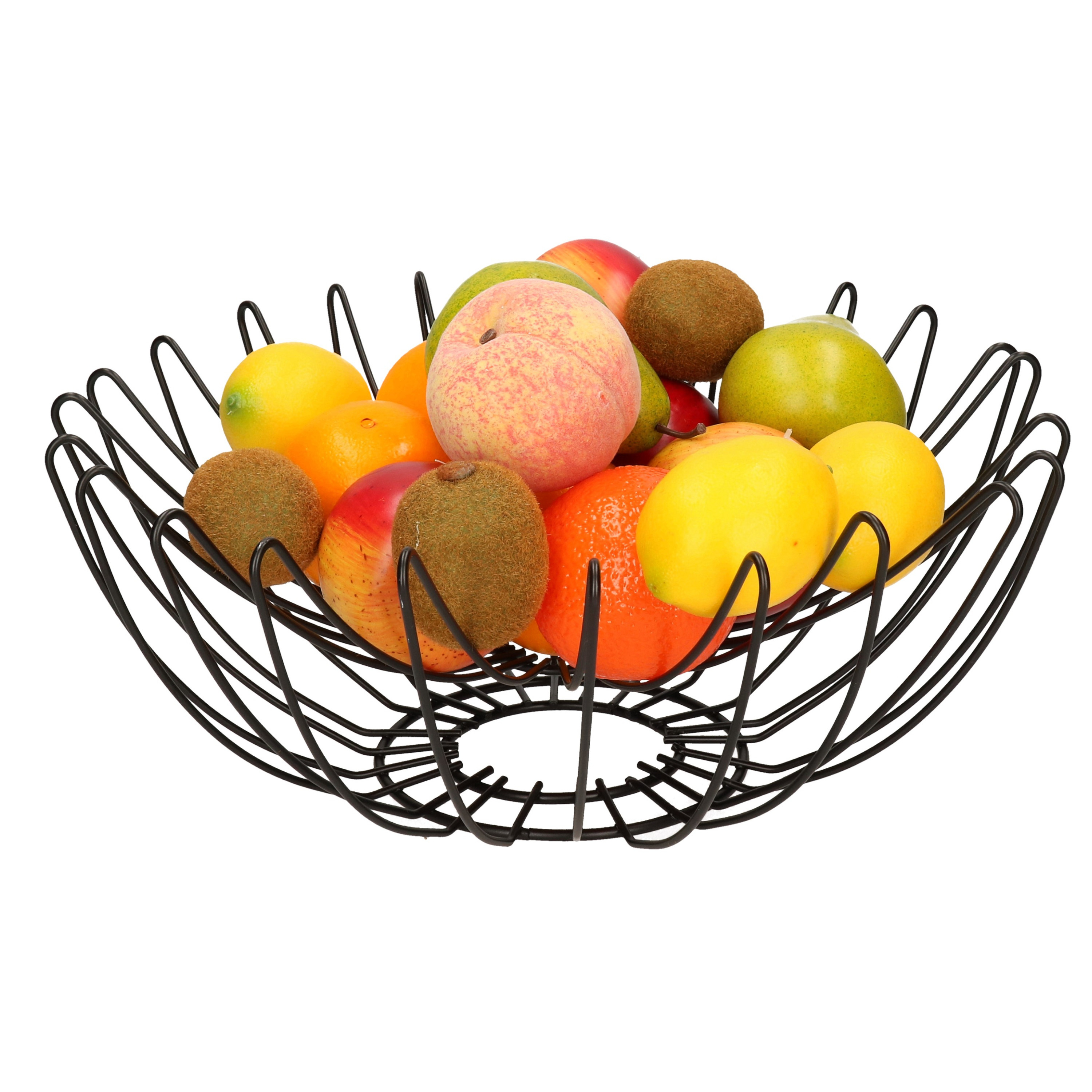 Merkloos Fruitschaal/fruitmand rond zwart metaal 35 cm -