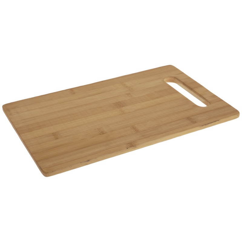 Merkloos Snijplank - met handvat - 30 cm - bamboe hout - rechthoek - plank voor groente/fruit/vlees/vis -