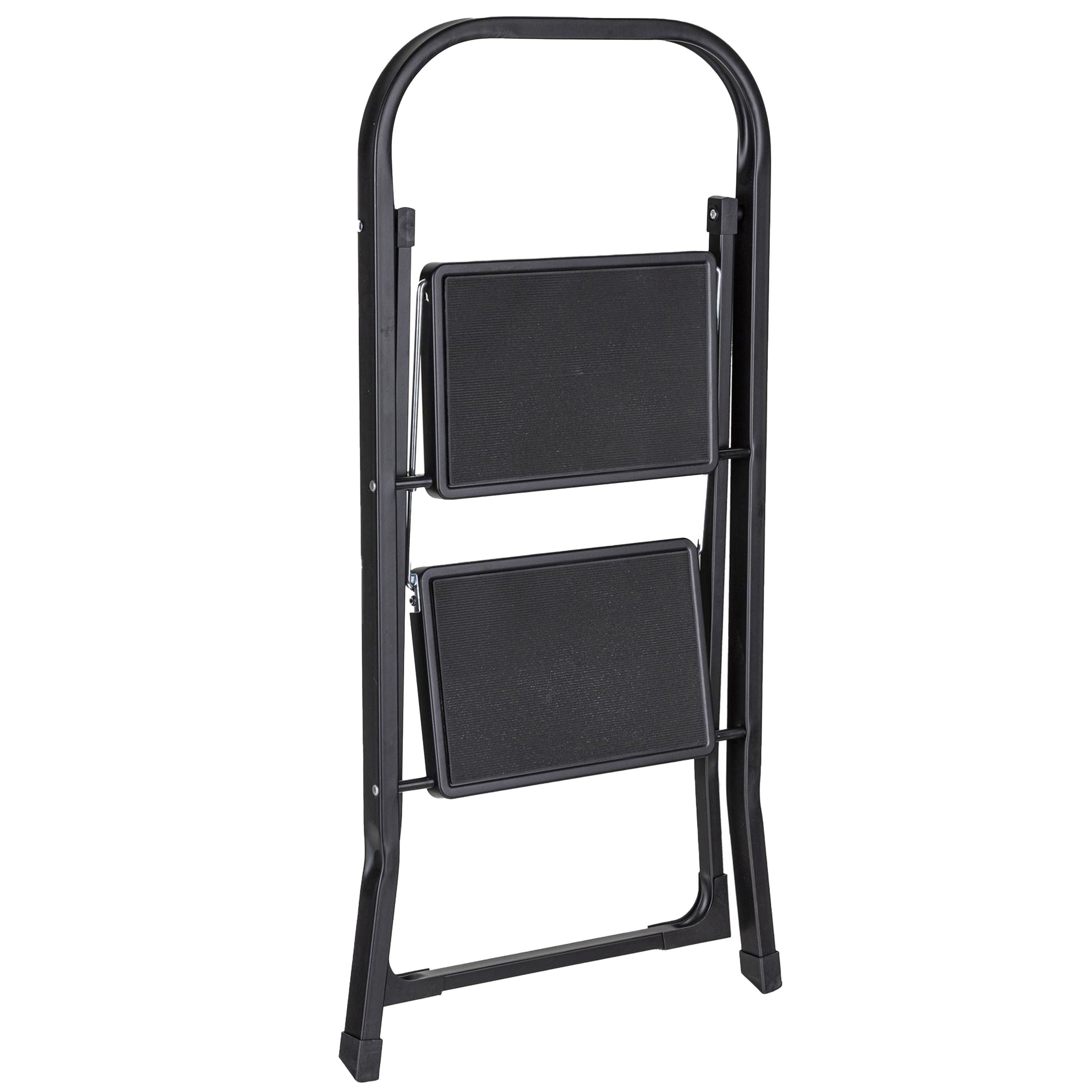 HI Huishoudtrap - zwart - 81 cm - inklapbaar - keukentrap -