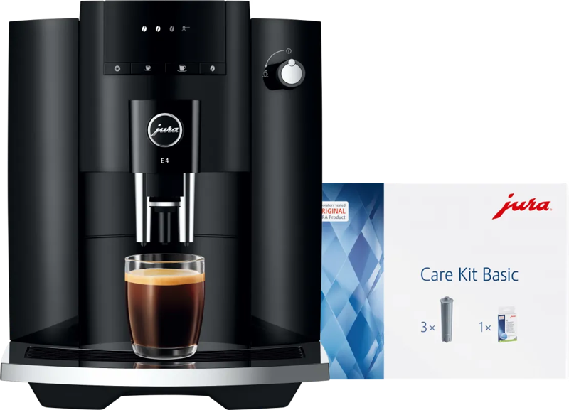 Jura E4 Piano Black (EA) + Basis onderhoudspakket