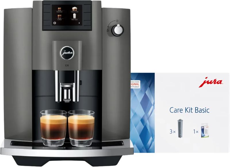Jura E6 Dark Inox (EC) + Basis onderhoudspakket
