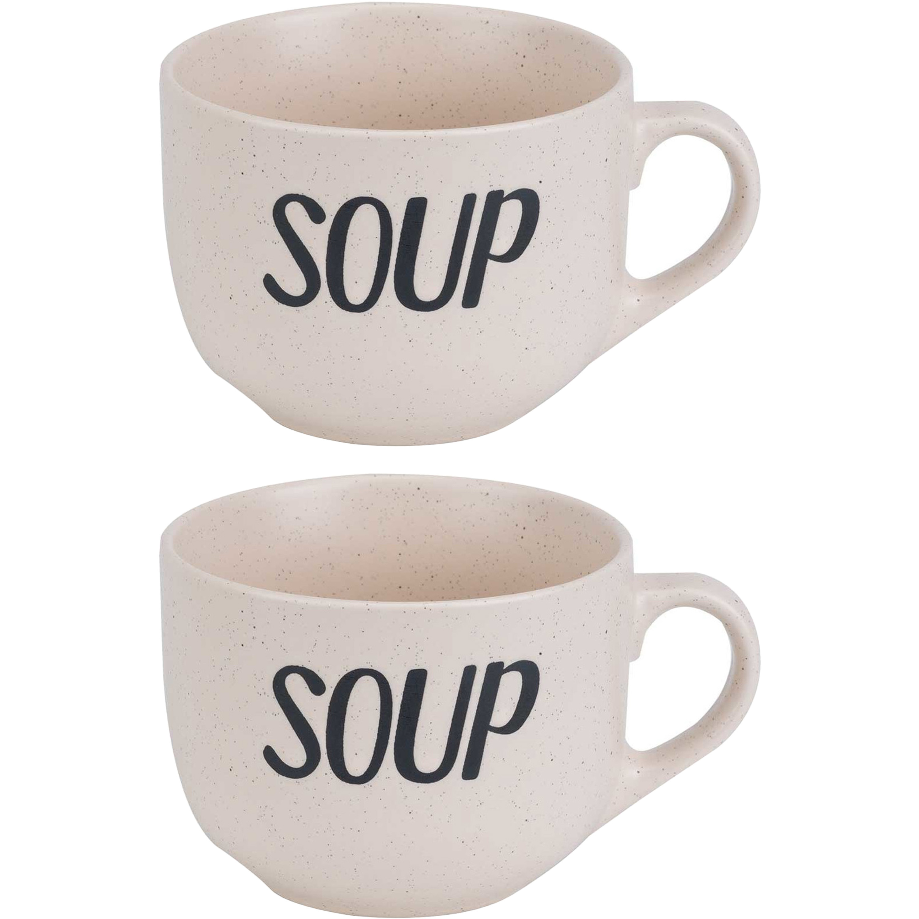 Cosy & Trendy Soepbekers - 2x stuks - Creme wit - 11 cm - 510 ml -