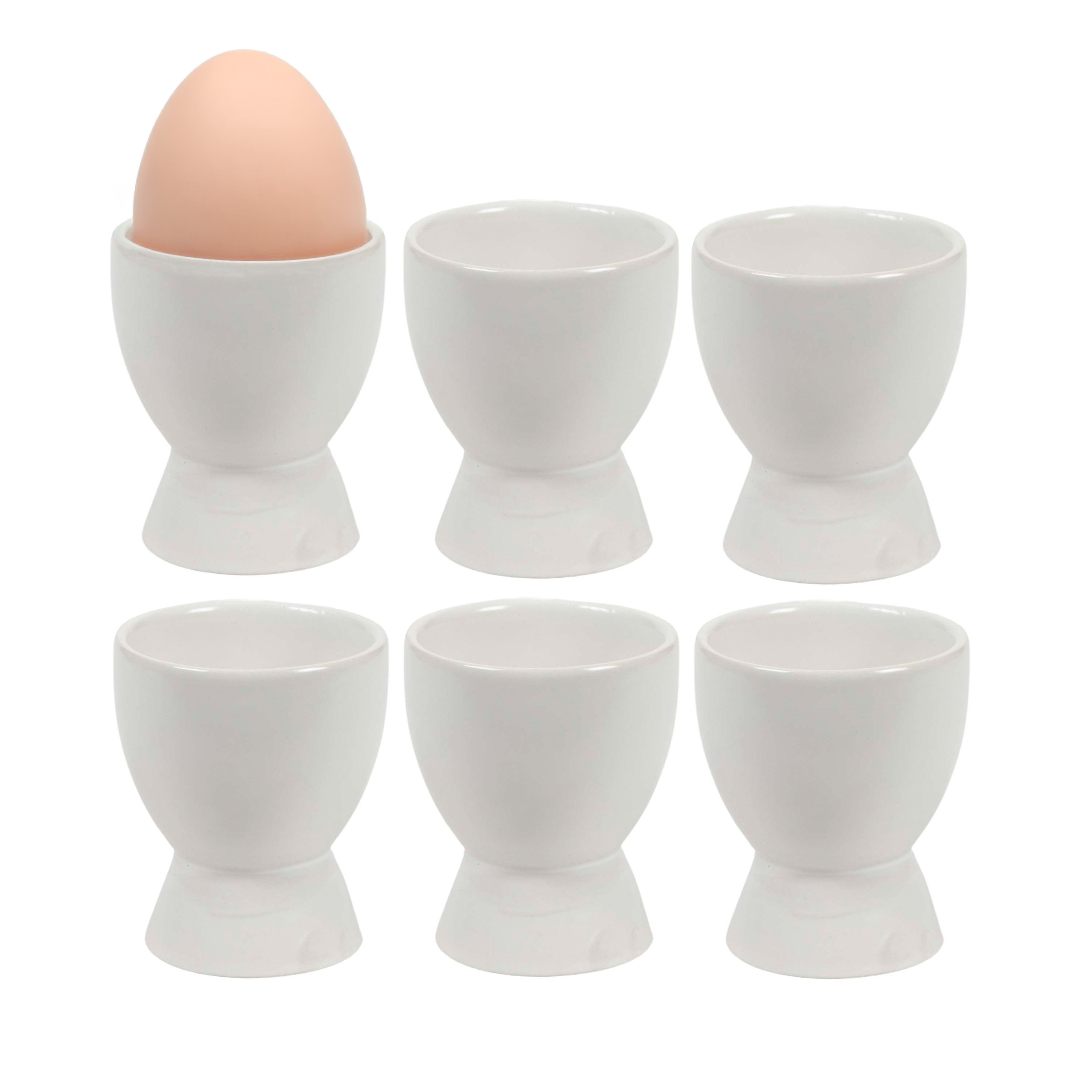 Bellatio Design Eierdopjes Bright White - 6x - wit - 8x6 cm -