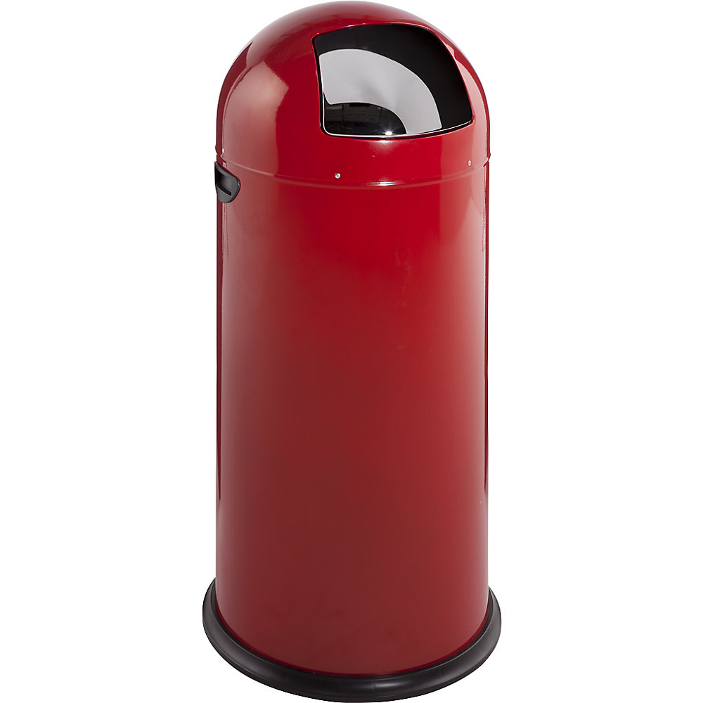 VAR Push-afvalcontainer, staal, zelfsluitend, vuurrood, 52 l, hoogte 890 mm
