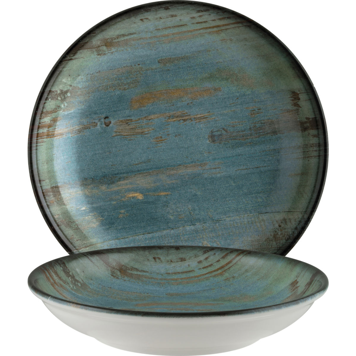 Bonna Diep bord Madera Mint; 1000 ml, 23x4 cm (ØxH); turquoise/bruin/zwart; rond; 6 stuk / verpakking