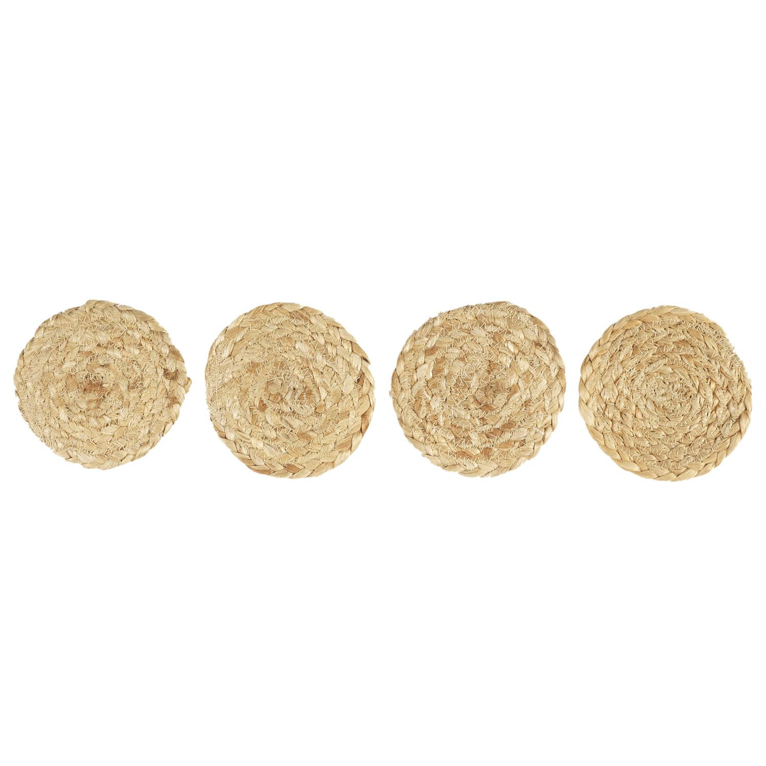 Home Deco Factory onderzetters - 4x stuks - jute - naturel - 10 x 10 cm - voor glazen -