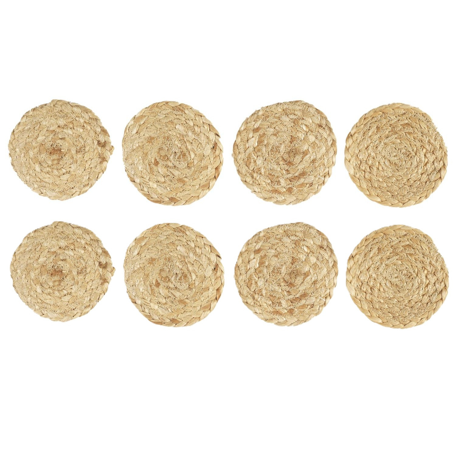 Home Deco Factory onderzetters - 8x stuks - jute - naturel - 10 x 10 cm - voor glazen -