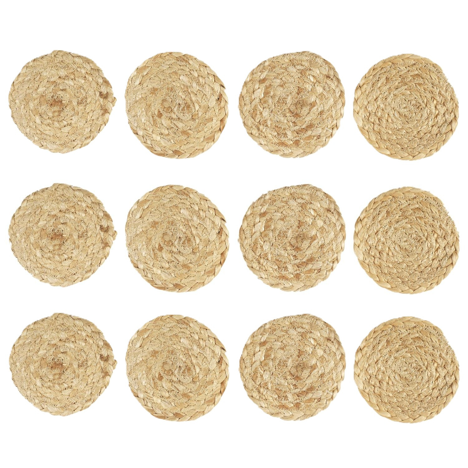 Home Deco Factory onderzetters - 12x stuks - jute - naturel - 10 x 10 cm - voor glazen -