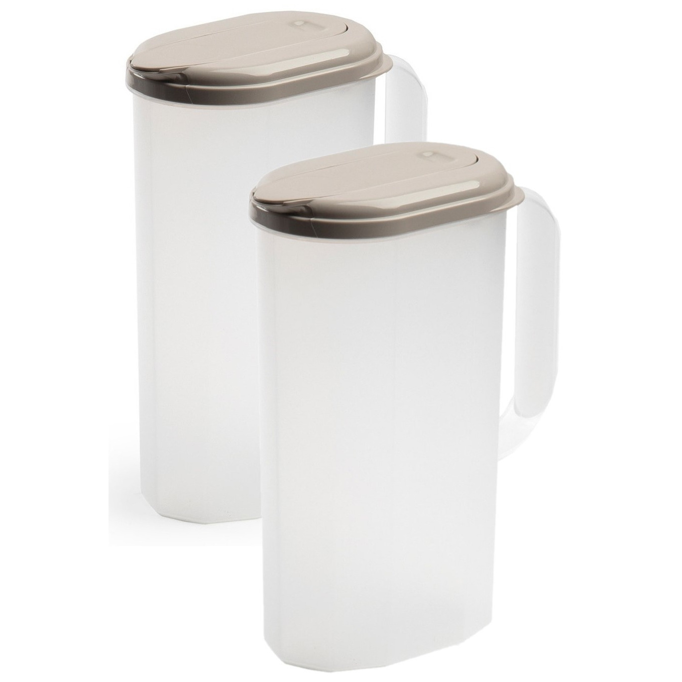 PlasticForte 2x stuks waterkan/sapkan transparant/taupe met deksel 2 liter kunststof -