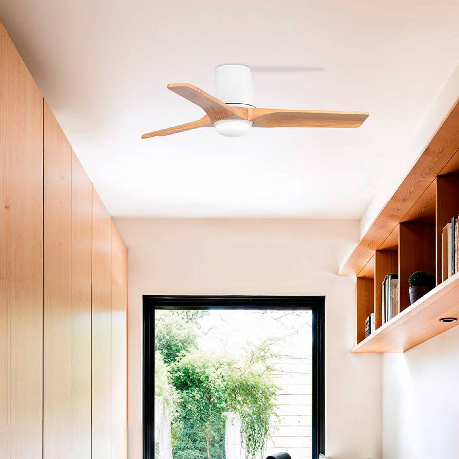 FARO BARCELONA LED plafondventilator Heywood S, DC, stil, Ø 90 cm, CCT