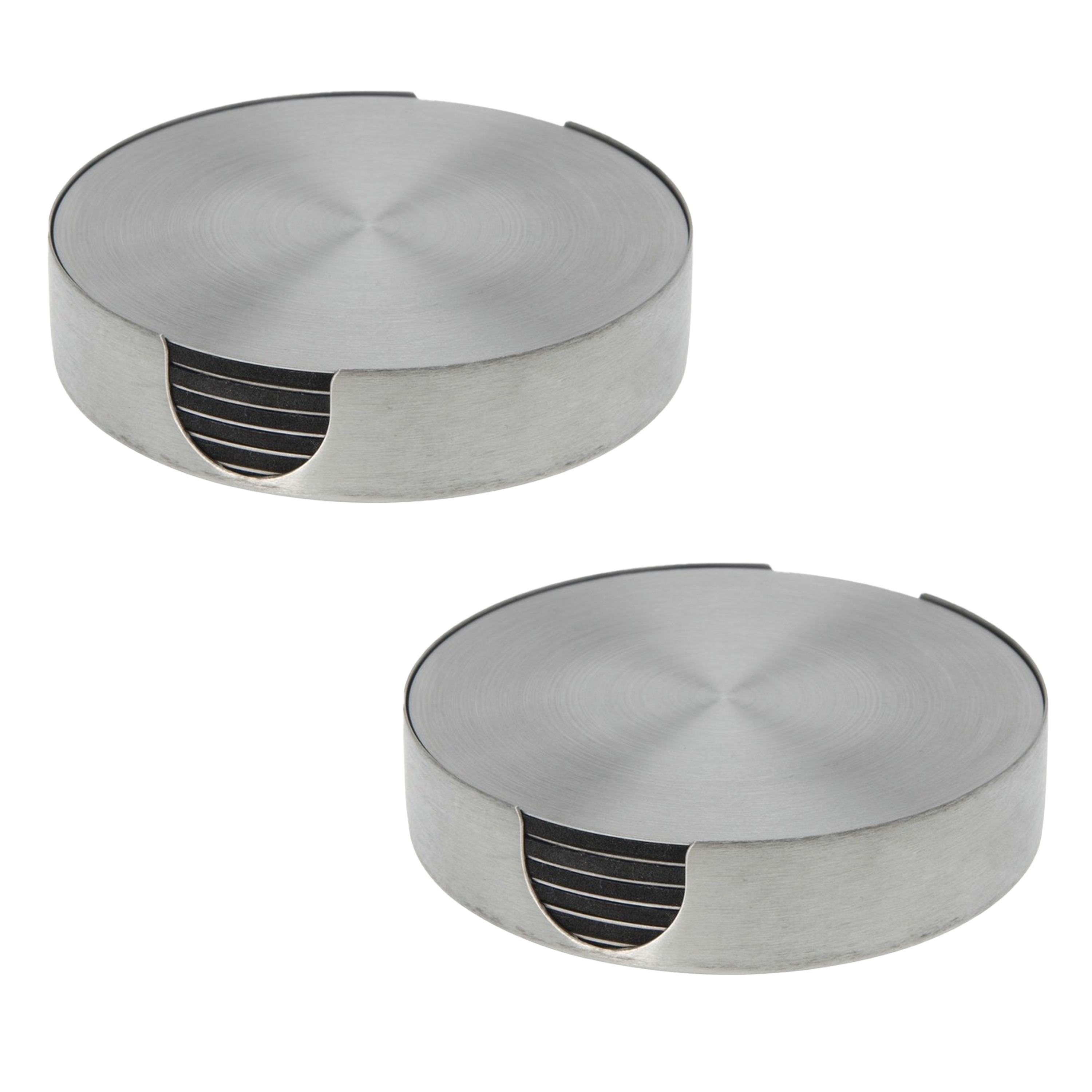 Bellatio Design Onderzetters - 12x - zilver - rvs - 10 cm - rond - schuimlaag -