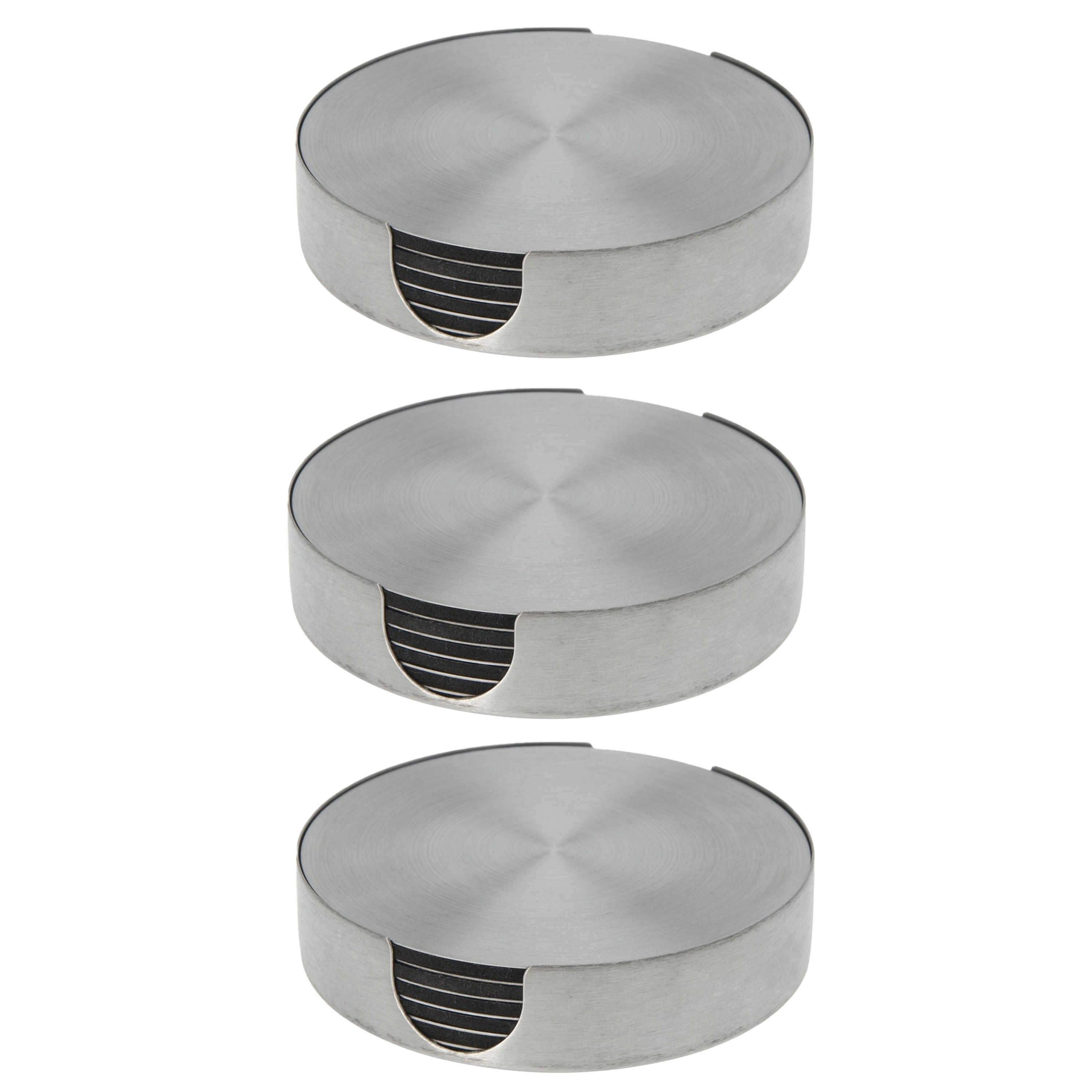 Bellatio Design Onderzetters - 18x - zilver - rvs - 10 cm - rond - schuimlaag -