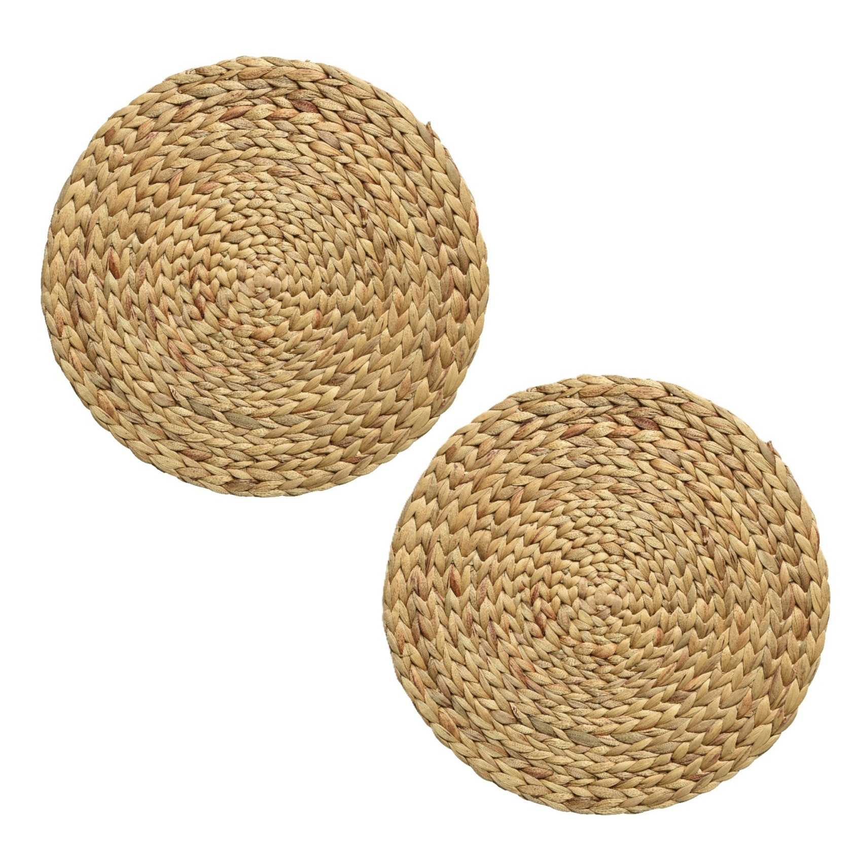 Kaemingk Placemat - 2x - naturel bruin - D35 cm - rotan gevlochten - rond - onderlegger - tafeldecoratie -