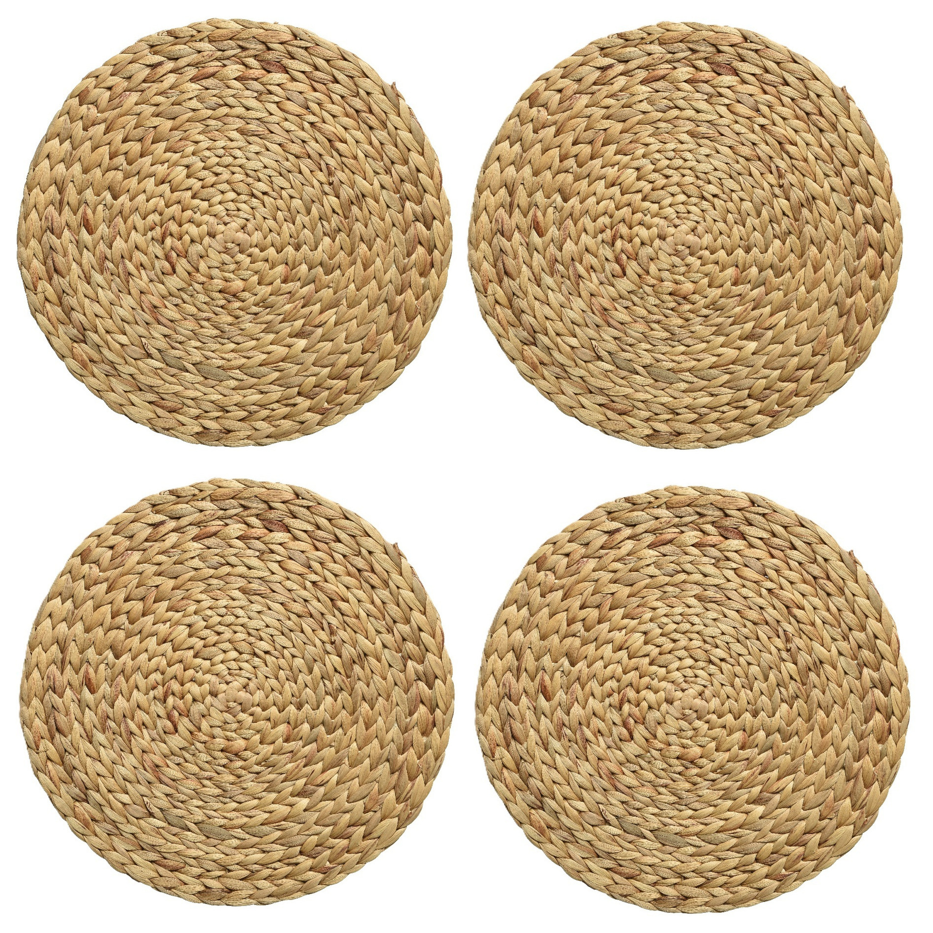 Kaemingk Placemat - 4x - naturel bruin - D35 cm - rotan gevlochten - rond - onderlegger - tafeldecoratie -