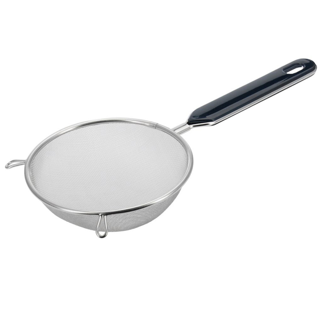 Westmark Keuken vergiet met handvat - zwart/zilver - rvs - 26 x D10 cm -